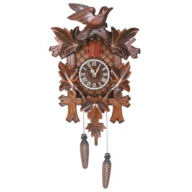 horloge murale oiseau en bois