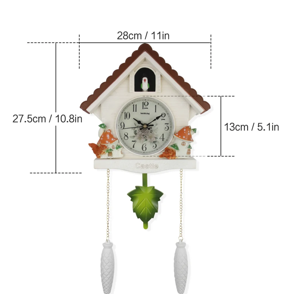 horloge fantaisie oiseau et champignon